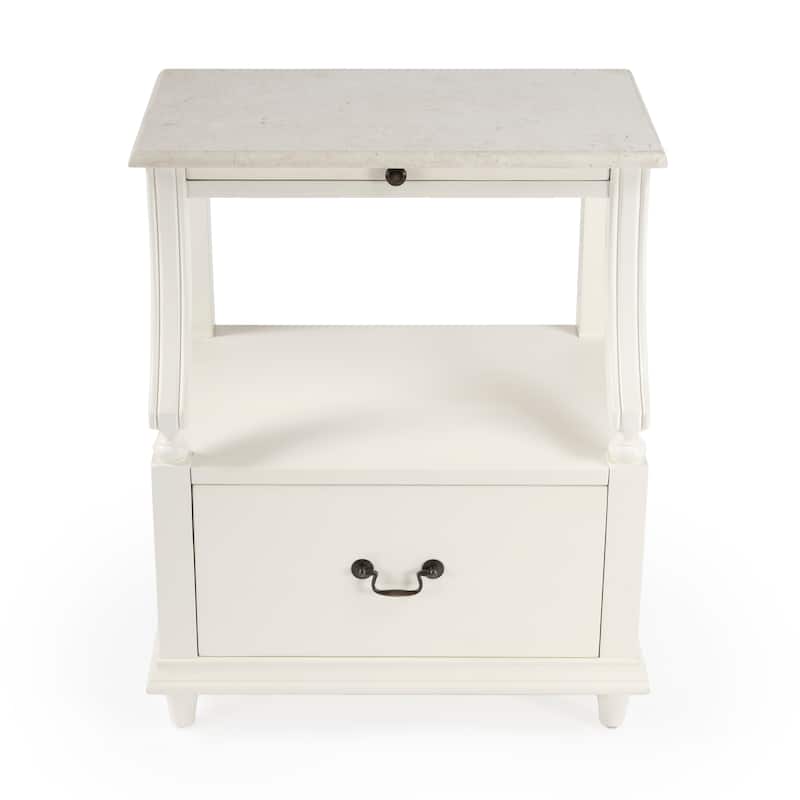 Mabel Genuine Marble and Wood 1-Drawer Nightstand