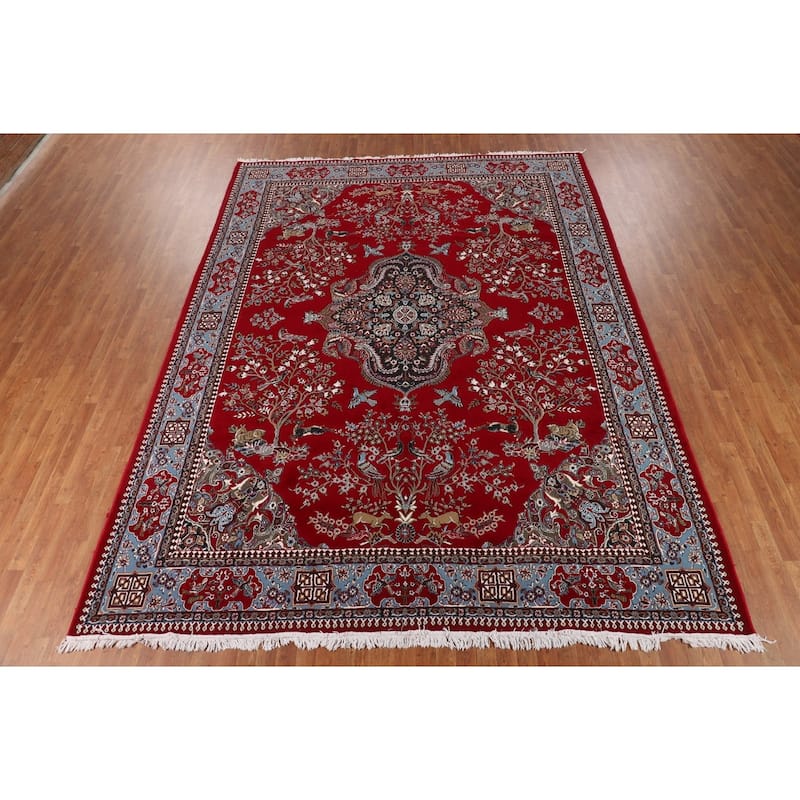 Animal Design Floral Kashan Turkish Area Rug Machine Made Carpet - 9'9" x 12'8"