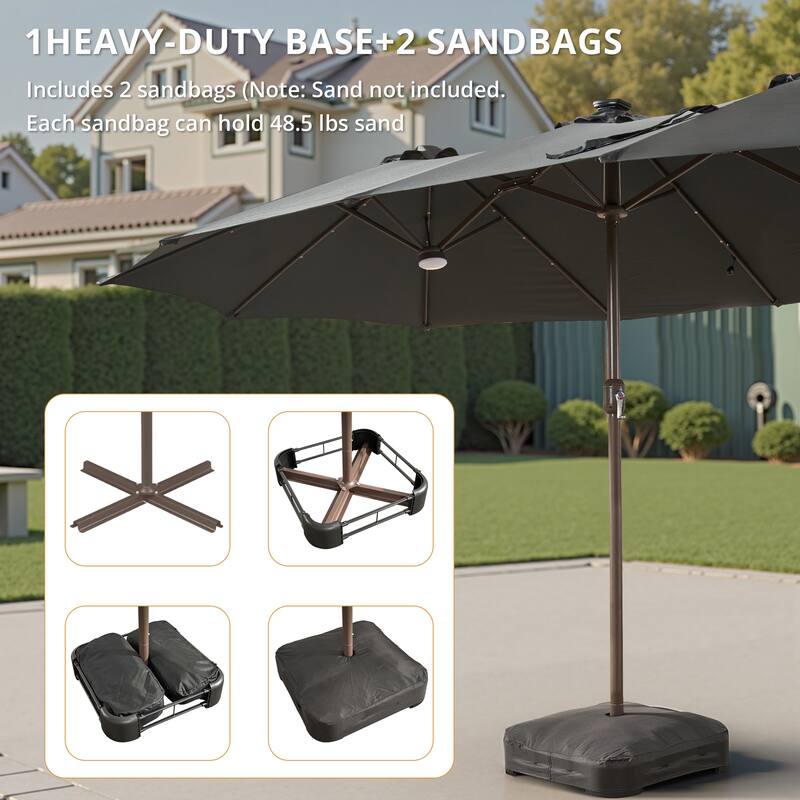 HOOOWOOO Outdoor Patio Umbrella with Solar LED Light