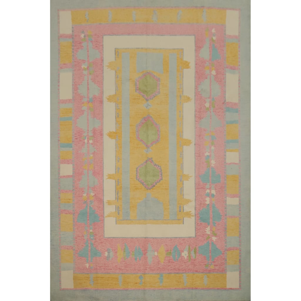Hand Knotted Oriental 100% Wool Carpet Modern Geometric Multi-Colored Gabbeh Area Rug - 12' 0'' X 9' 3''