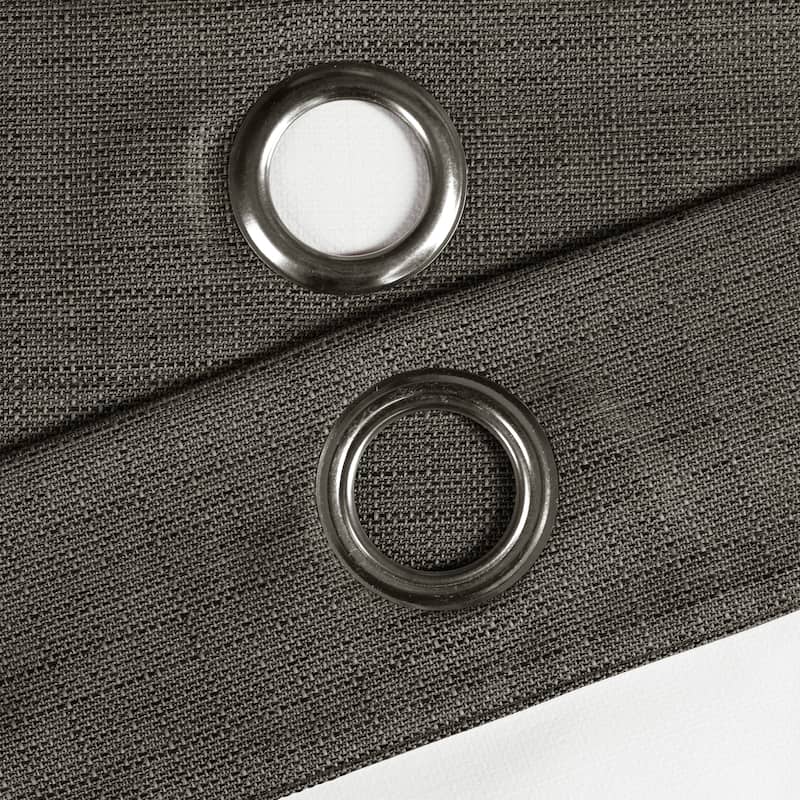 Porch & Den Limpus Faux Linen Grommet Top Blackout Curtain Panel