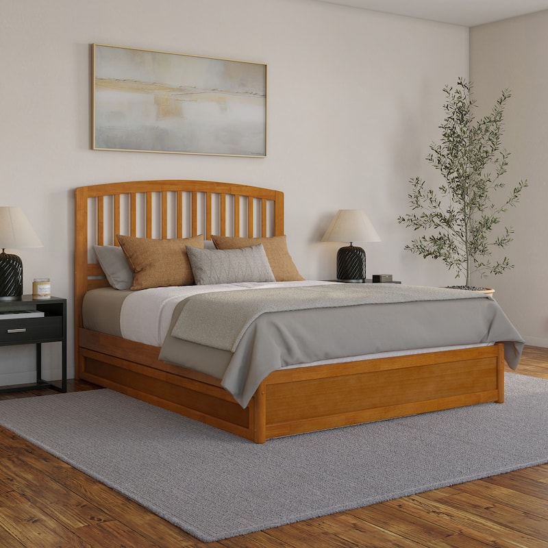 Lucia Platform Bed with Panel Footboard and Twin XL Trundle