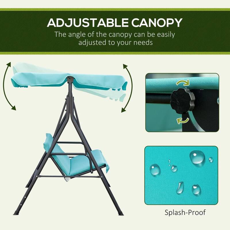 3-Person Patio Swing with Stand, Adjustable Tilt Canopy, Cozy Bench