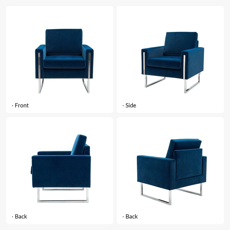Elastus Modern Velvet Club Chair with Chic Metal Legs Set of 2 by HULALA HOME