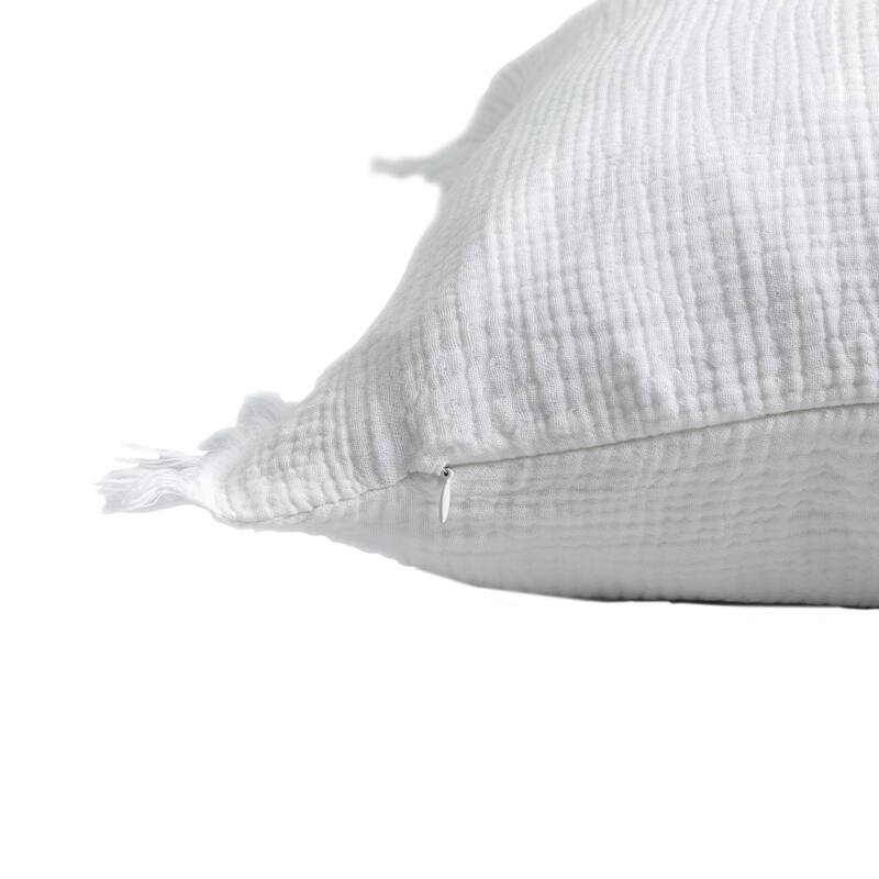 Sevita Solid Turkish Cotton Fringed Throw Pillow