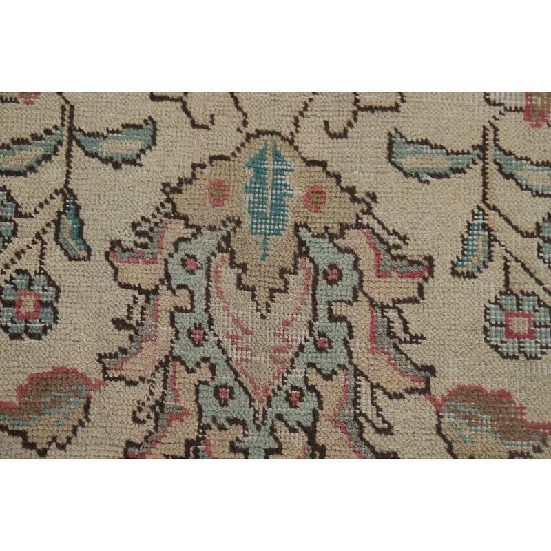 All-Over Distressed Tabriz Vintage Persian Rug Handmade Wool Carpet - 9'5" x 12'5"
