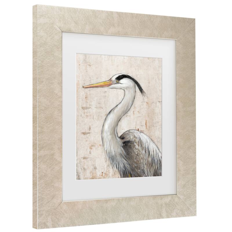 Tim O'Toole 'Grey Heron II' Matted Framed Art