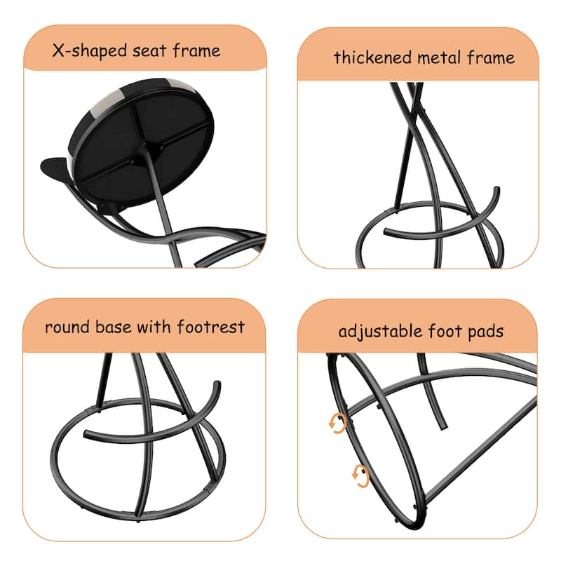 Upholstered S-shaped Barstools Set of 2 Velvet Counter Bar Stools Football Print Round Dining Stool
