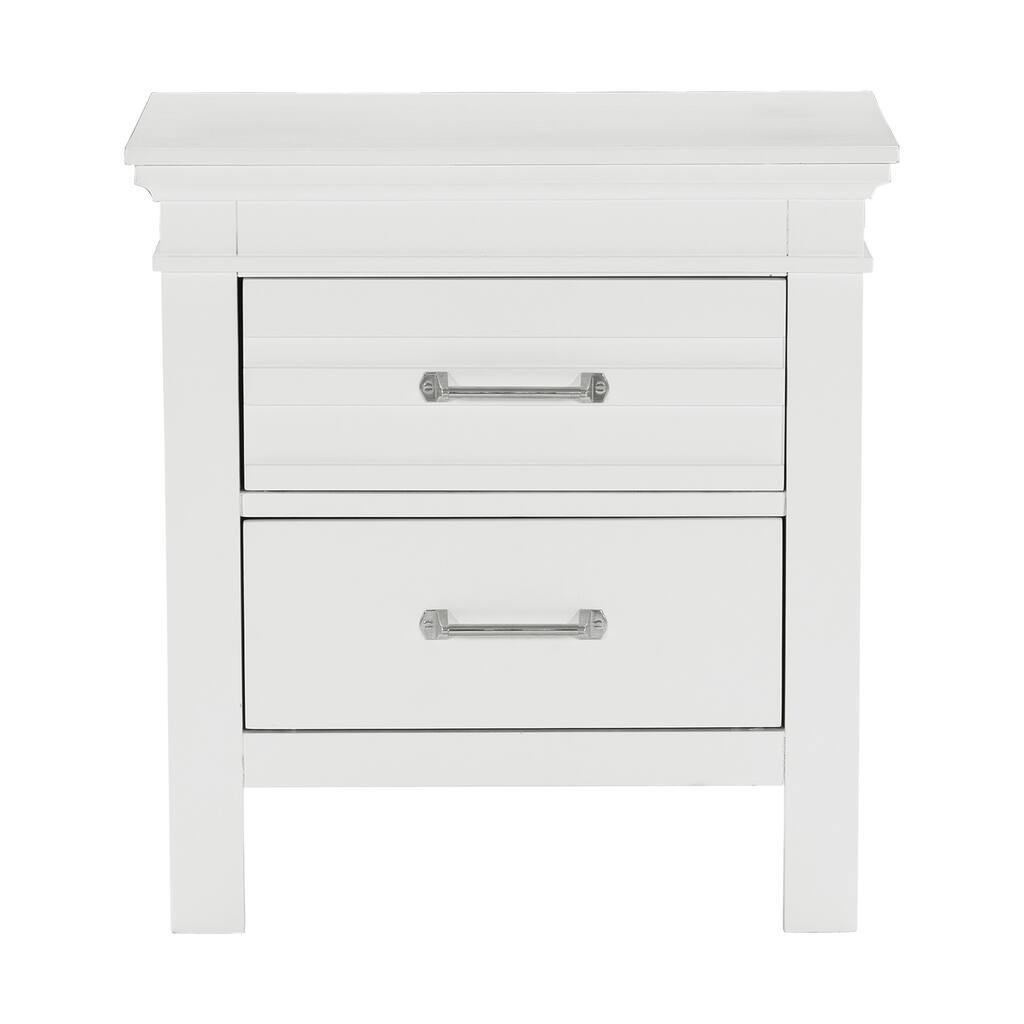 2 Drawers Nightstand Transitional Style Wooden Bedroom Furniture 1pc Bed-Side Cabinet Table