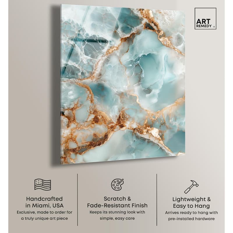 Teal Marble Majesty Acrylic by Art Remedy, Ready to Hang