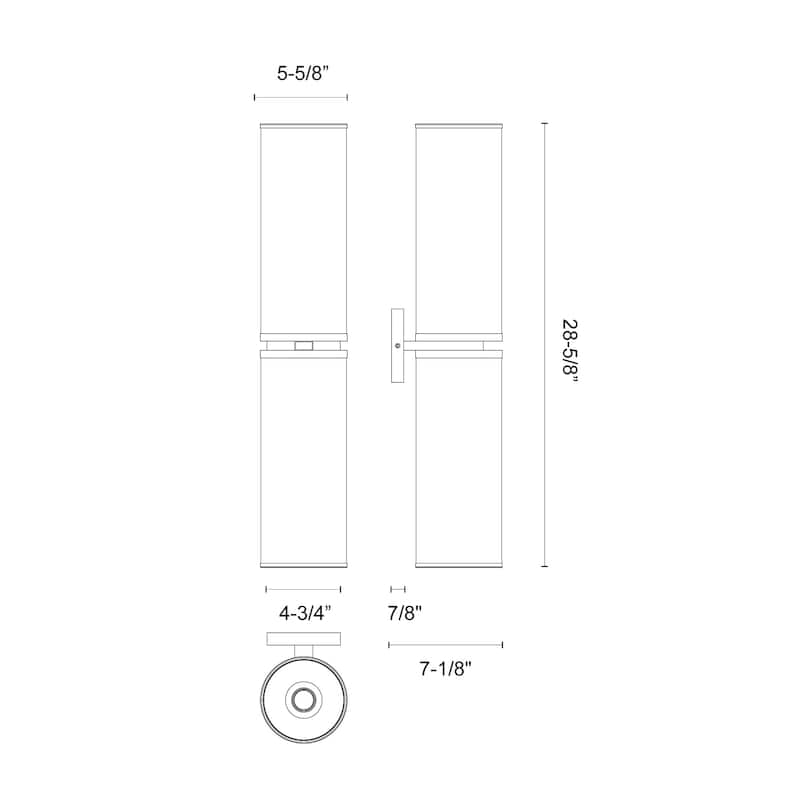 Alora Lighting WV311602CG Revolve II 2 Light 29" Tall Bathroom Sconce