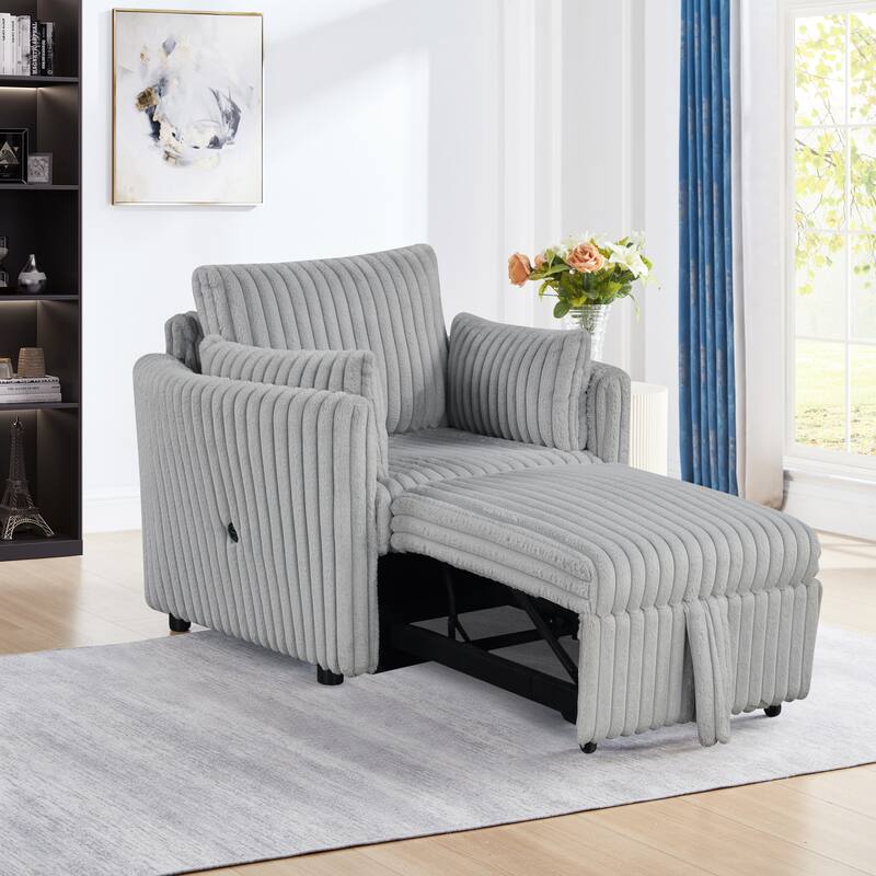 Modern Fabric Sleeper Single Sofa with USB and 2 pillows
