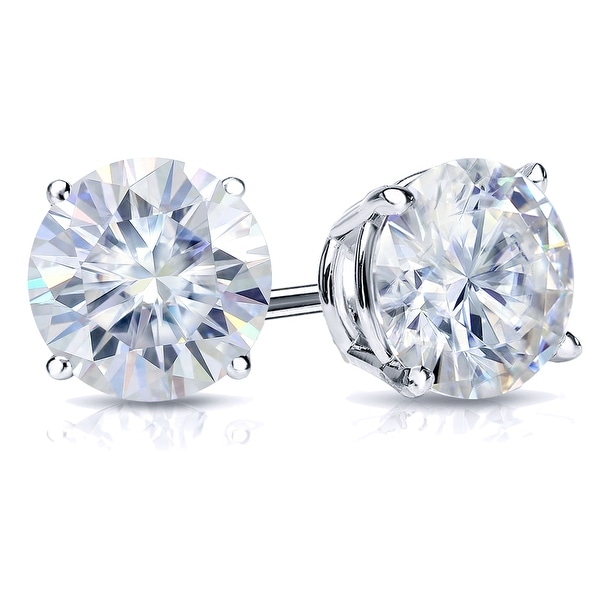 Auriya 2ct TW Round Moissanite Stud Earrings 14k Gold - 6.5 mm. Opens flyout.