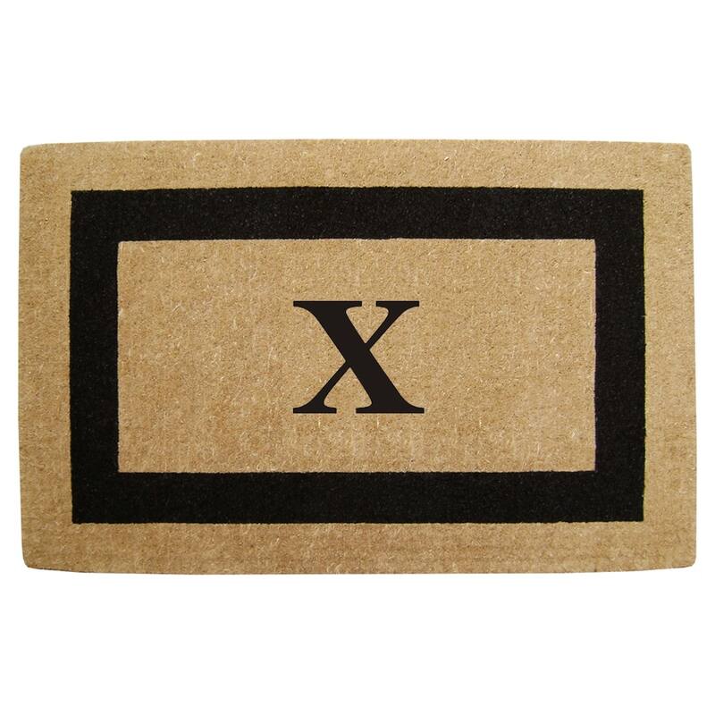 Heavy-duty Coir Fiber Single Black Framed Letter Monogrammed Doormat - 30 inches x 48 inches - X
