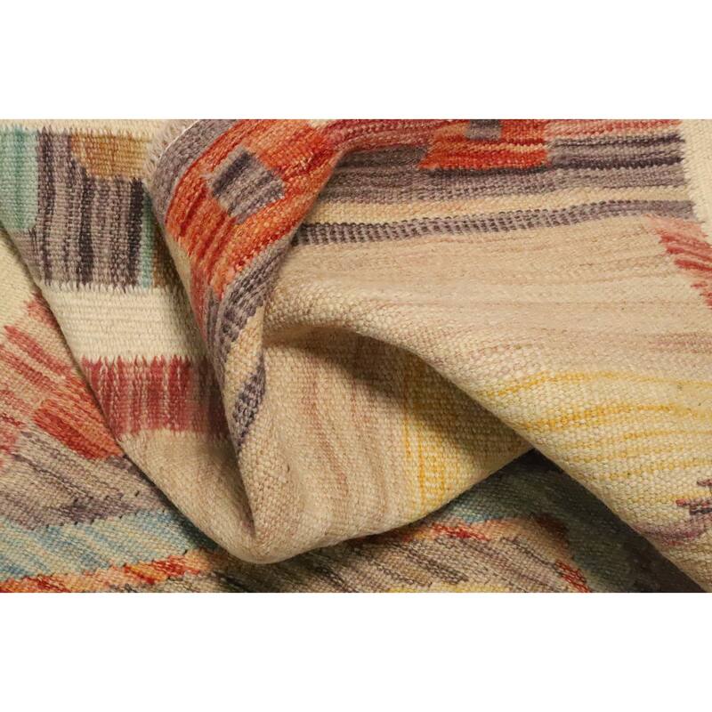 Hand Woven Oriental 100% Wool Carpet Southwestern Tribal Multi-Colored Kilim Area Rug - 4' 11'' X 3' 3''
