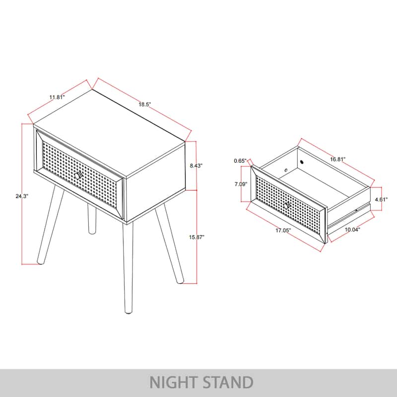 Craftporch Rustic Wooden Platform Bed with 2 Nightstand