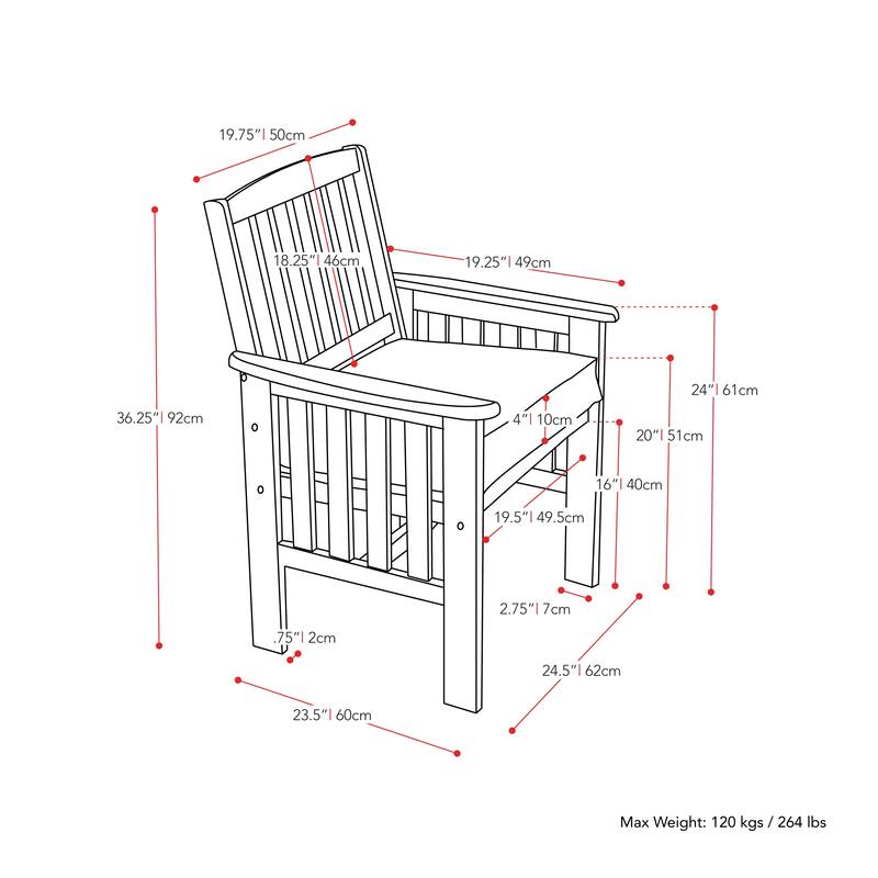 CorLiving Miramar Natural Hardwood Outdoor Patio Set, 4pc