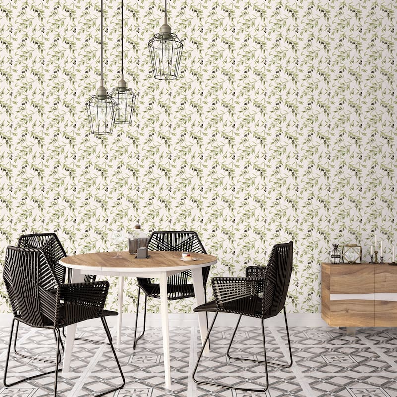 Galerie Wallcoverings Just Kitchens Olive Drupe Vinyl on Non-woven Matte Wallpaper Roll - 33 feet x 21 inches