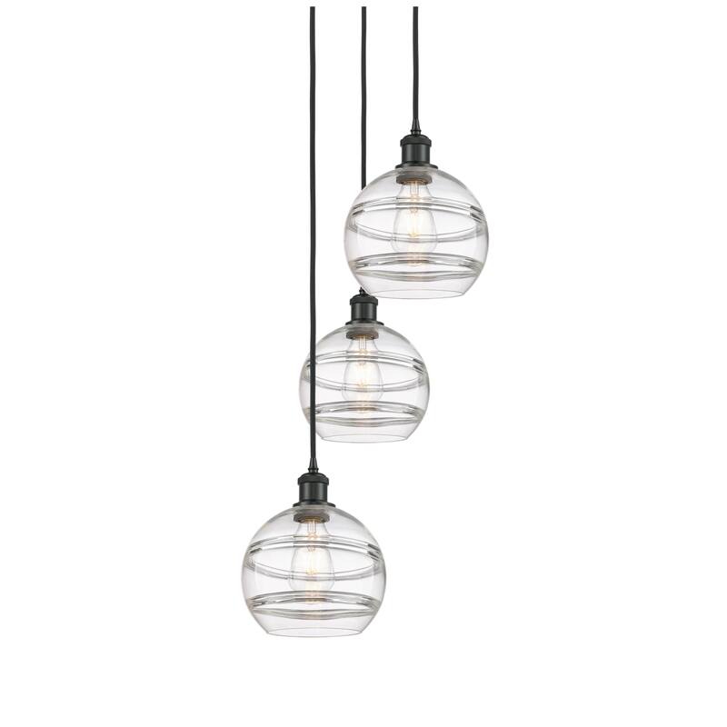 Innovations Lighting 113B-3P-30-15 Rochester Pendant Rochester 3 Light - Matte Black / Clear