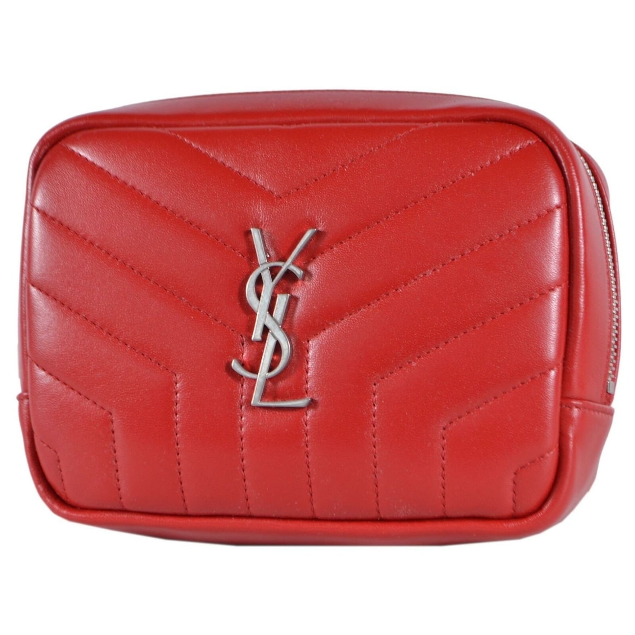 Shop Saint Laurent Ysl 504649 Red Quilted Nappa Leather Cosmetic