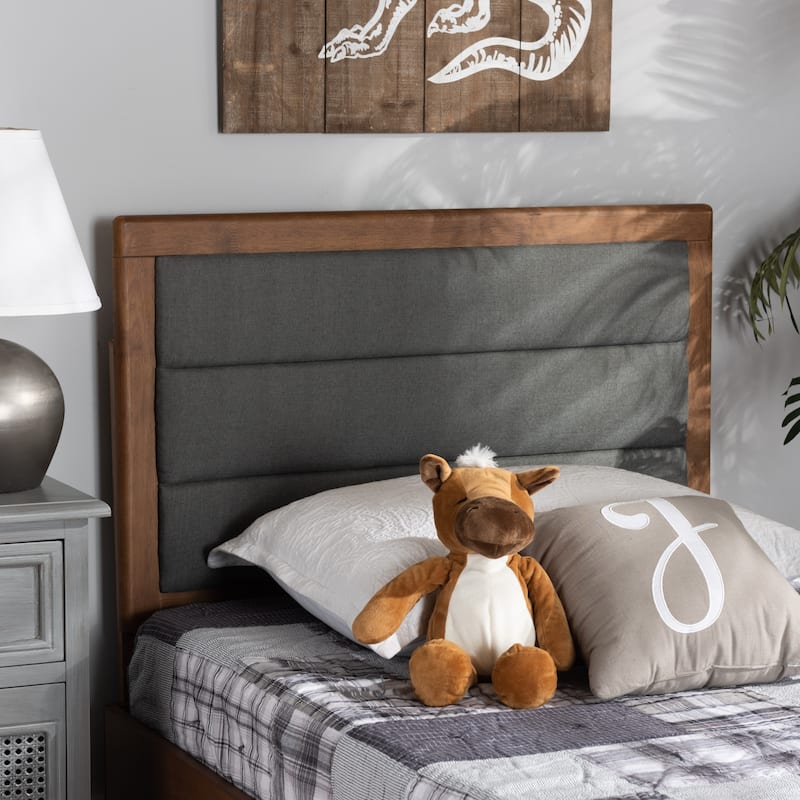 Dexter Modern and Contemporary Fabric and Wood Headboard-Dark Grey