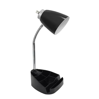 Limelights Gooseneck Organizer Desk Lamp w/ Holder & Charger, Black