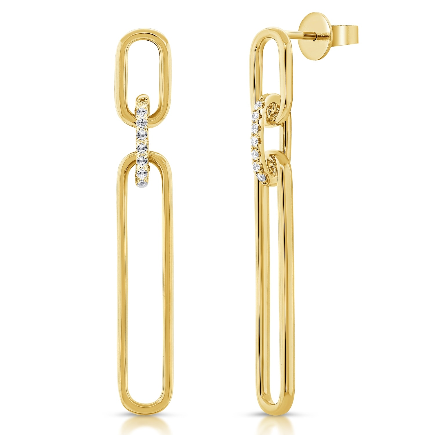 Joelle Collection Diamond Link Earrings 14K Gold