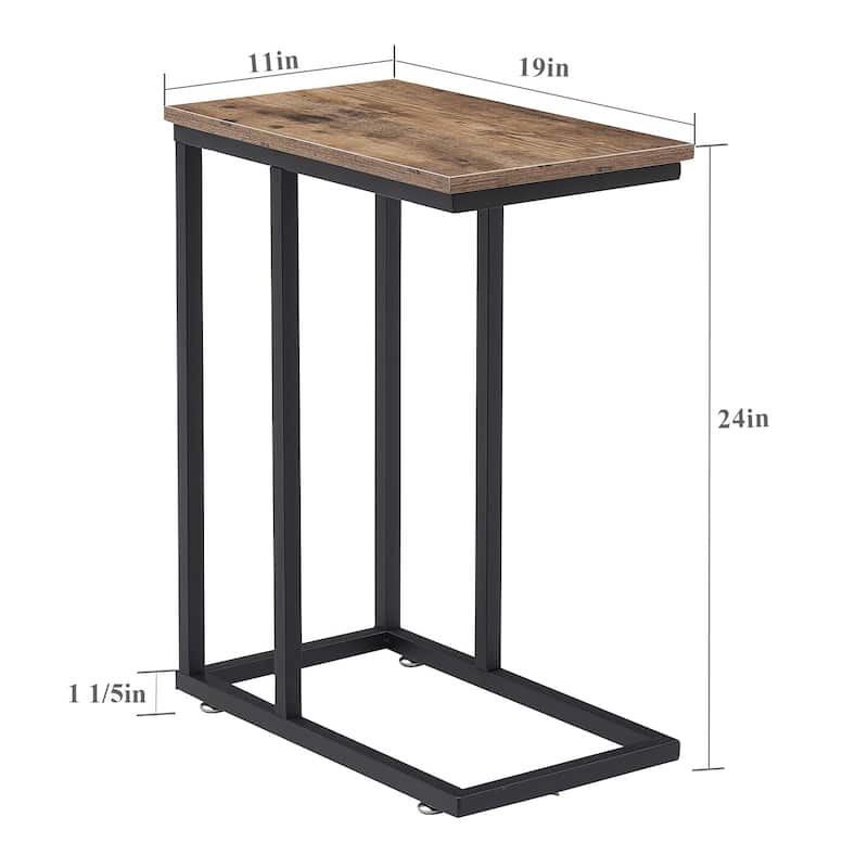 Javlergo Set of 2 C-Shaped Sofa Side Table, Small End Table for Living Room, Narrow Bedside/TV Tray Table