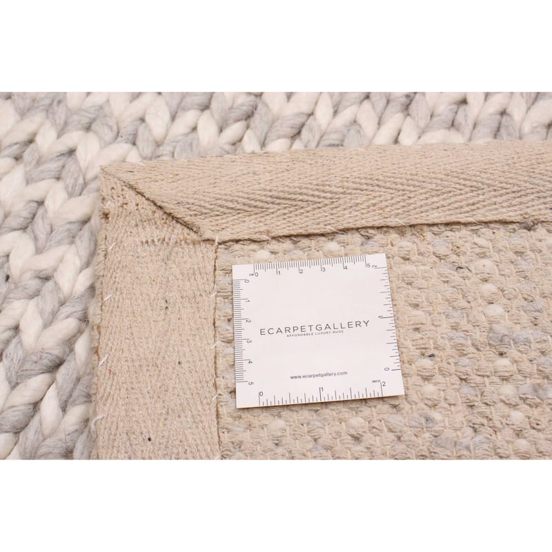 ECARPETGALLERY Braid weave Sienna Grey Wool Rug - 8'7 x 11'8