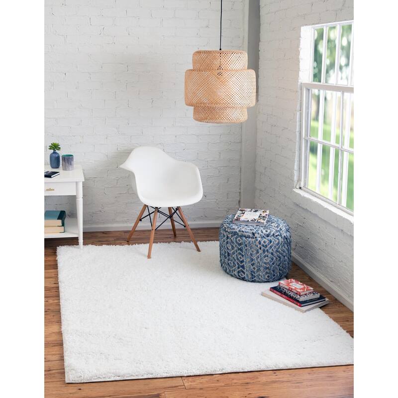 Shag Zester Collection Area Rug - Snow White - 8'2" Square