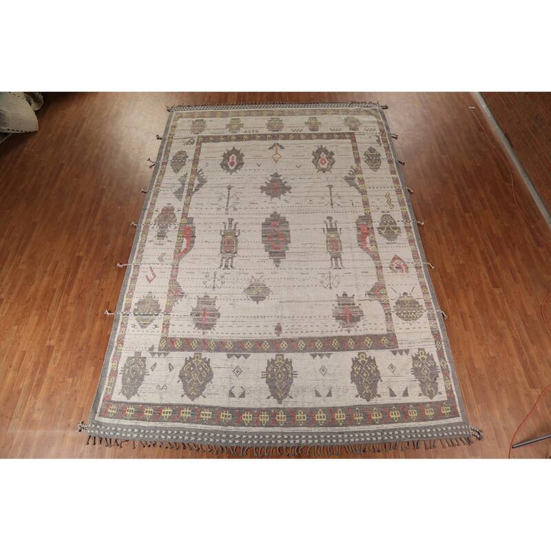 Geometric Moroccan Large Area Rug Hand-Knotted Wool Carpet - 9'11"x 14'10"