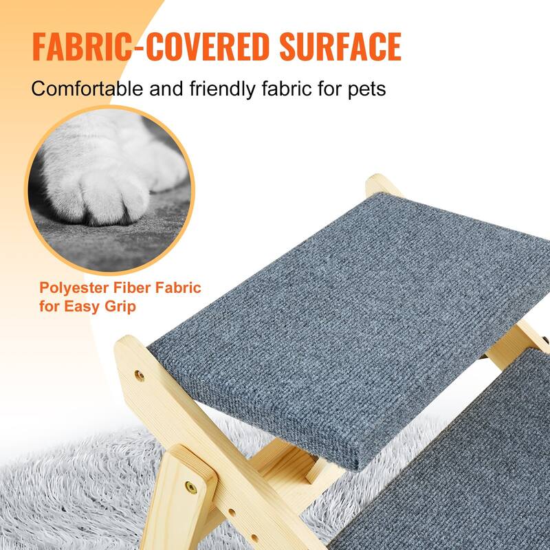 2-in-1 Natural Wooden Foldable Pet Stairs and Ramps Ideal for Small to Large Pets
