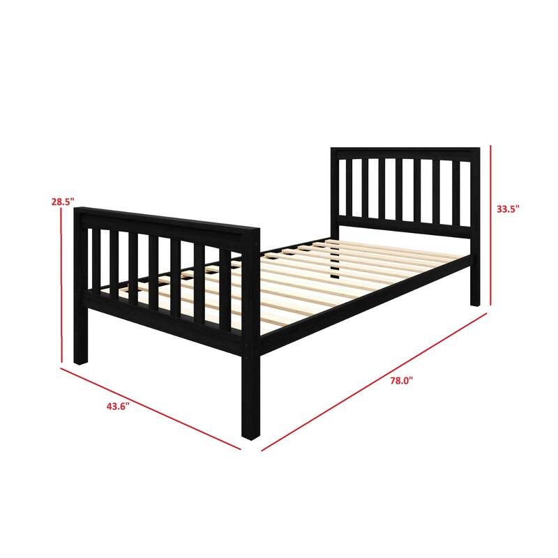 Clayfell Ames Twin Over Twin Solid Wood Bunk Bed Frame, Convertible, Sturdy Guardrails, Easy Assembly