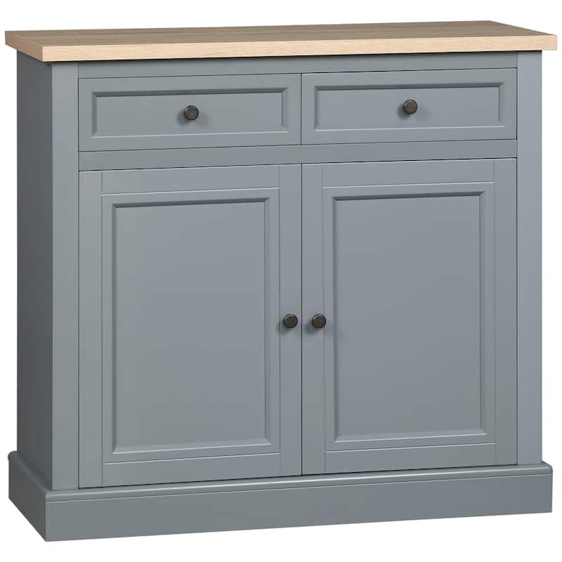 HOMCOM Sideboard Buffet Cabinet, Kitchen Cabinet, Coffee Bar Cabinet with 2 Drawers and Double Door Cupboard