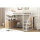 preview thumbnail 9 of 32, Full Size Metal Loft Bed with Storage Staircase and Wardrobe, Shelves