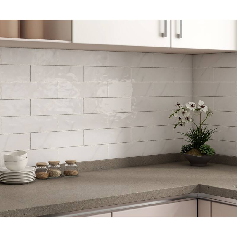 Classico 3 in. x 12 in. Blanco Gloss Glazed Ceramic Subway Wall Tile - Blanco Gloss - 3 in. x 12 in.