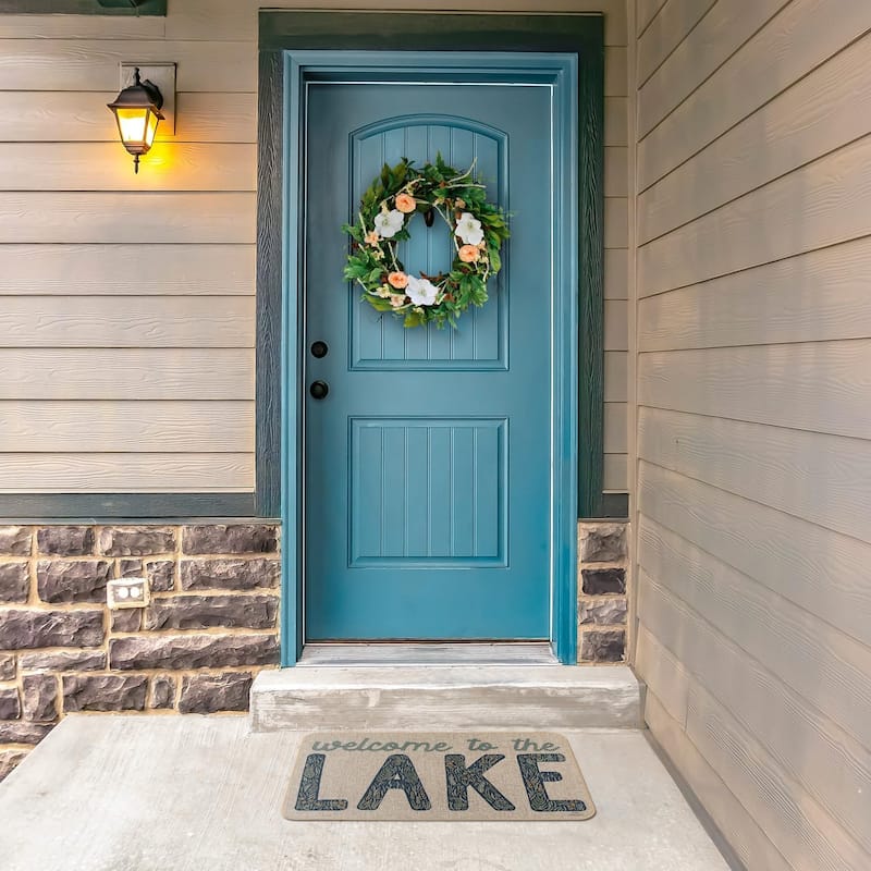 Lakeside Days Indoor/Outdoor Natural Linen Look Floor Mat with Recycled Rubber Back Manufactured in The USA 29.5” x 17.75”