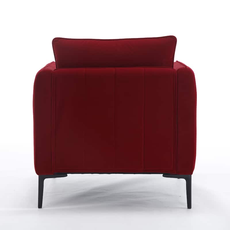 Accent Chair for Living Room, Velvet Single Sofa Chair Modern Armchair with Pillow and Metal Legs for Office, Reading Space