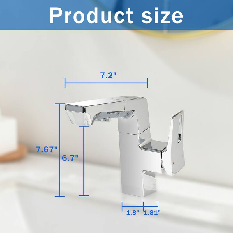 Smart LED Bathroom Faucet Chrome - Temperature Digital Display, Pull Down Sprayer for RV and Home Sinks