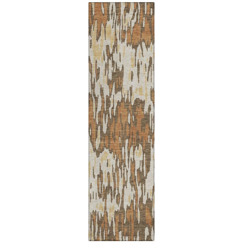 Machine Washable Indoor/ Outdoor Modern Watercolor Chantille Rug