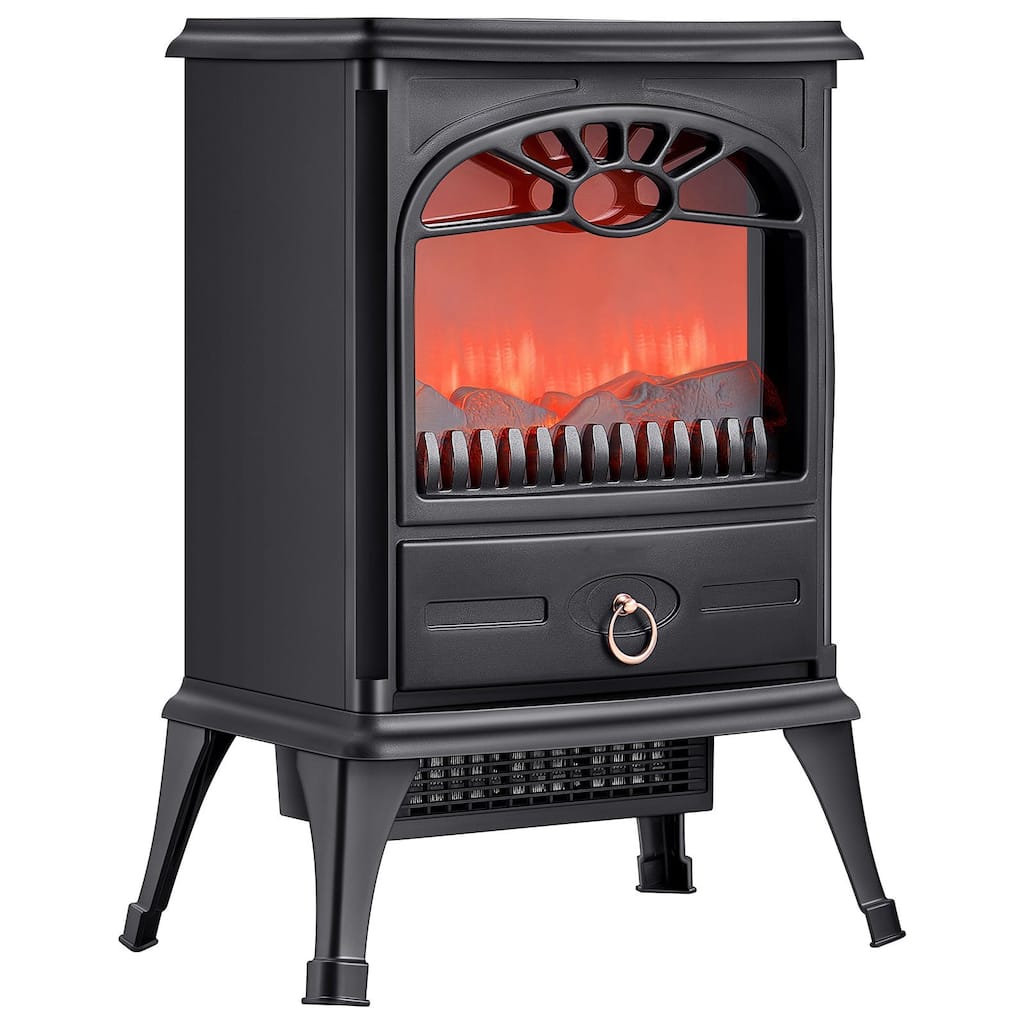 Compact 22.8 Inch Electric Fireplace Heater with 3D Rolling Flames - 15.75 x 9.84 x 22.83 in