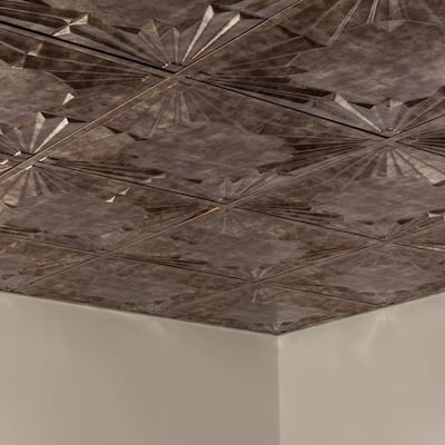 Fasade Art Deco Decorative Vinyl 2ft x 2ft Lay In Ceiling Tile in Bermuda Bronze (5 Pack)