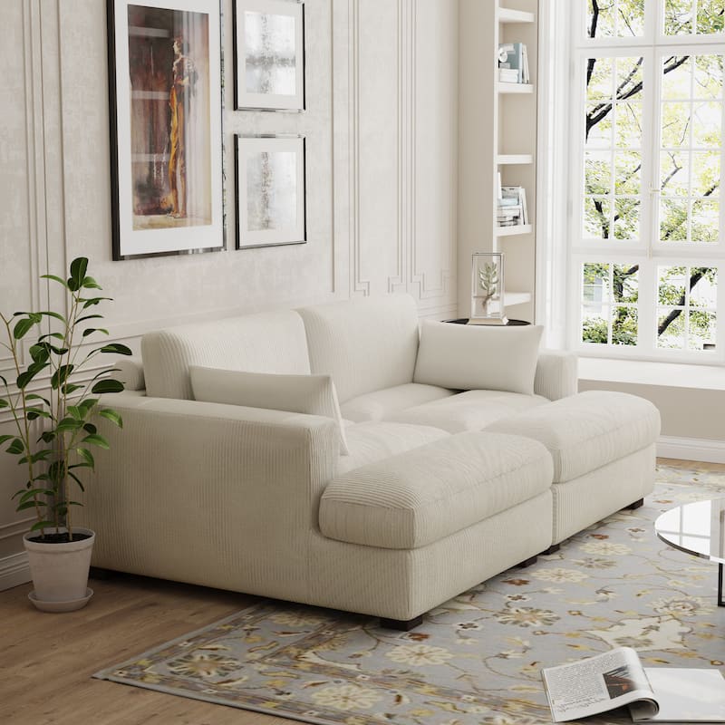 Modern Corduroy Modular Sectional Sofa Chaise Couch Bed