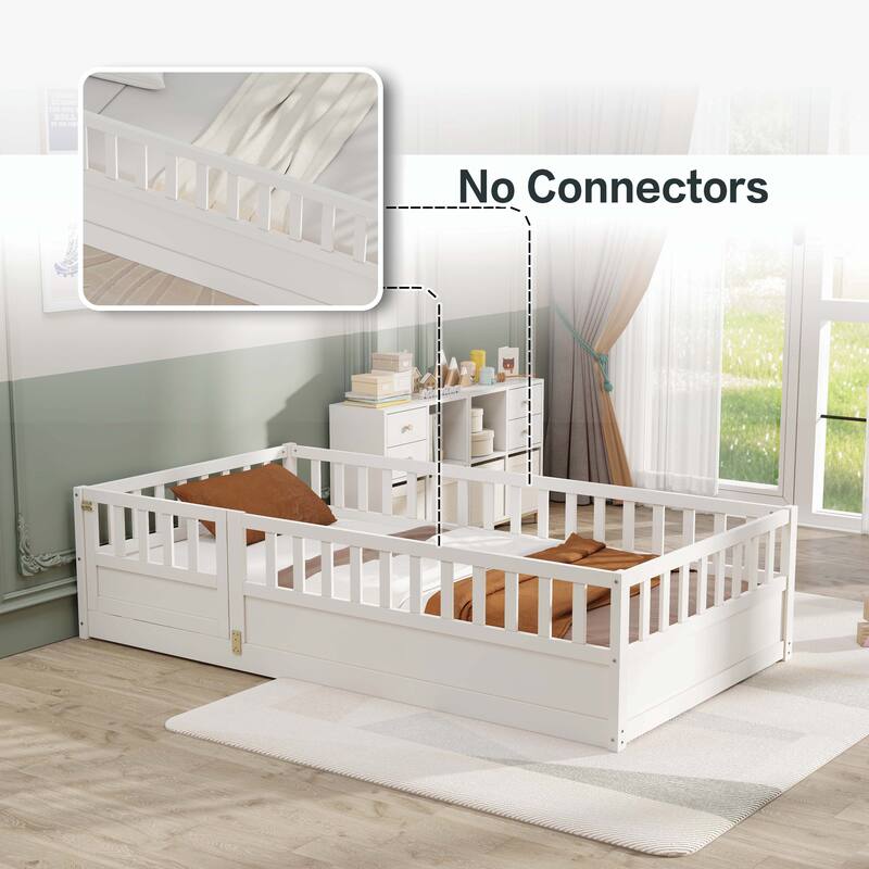 Twin Size Floor bed with super high security barrier For children