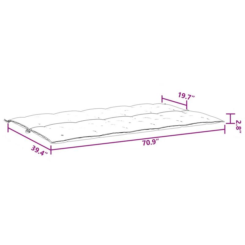 Claire Outdoor Cushion for Bench, 71 Inch, Black Tufted Oxford Fabric