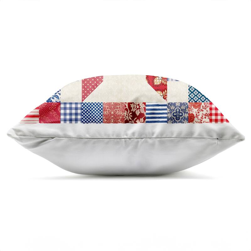 Stupell Red & Blue Traditional Quilt Pattern Printed Outdoor Throw Pillow Design by Susan Arnot