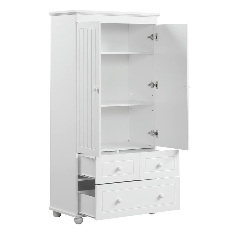 Modern Storage Cabinet with Drawers and Adjustable Shelf, Freestanding Waterproof Pantry Cabinet Floor Cabinet