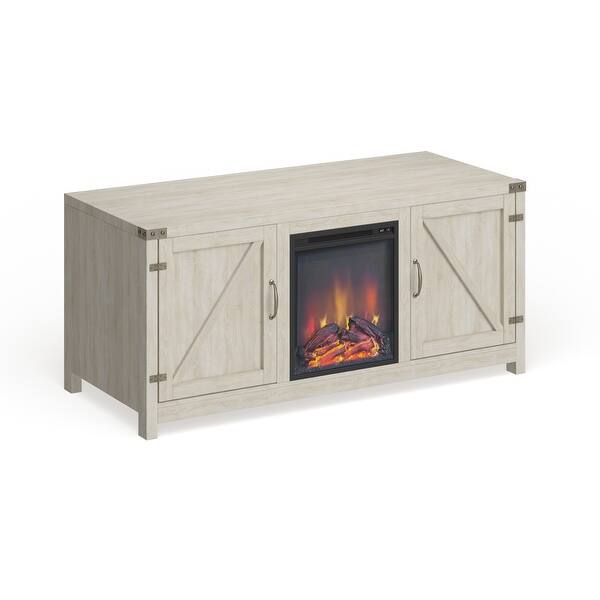 The Gray Barn Firebranch 58inch Barn Door Fireplace TV Console Bed