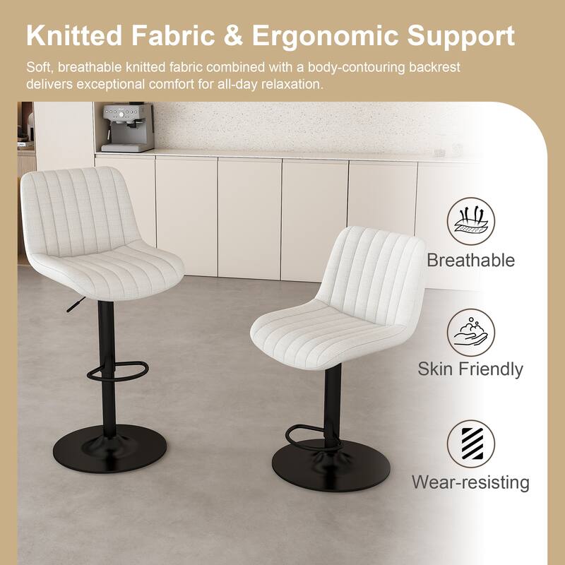 Counter Height Bar Stools Set of 2, Swivel Bar Stools with Adjustable Height, Kitchen Island Chairs with Footrest