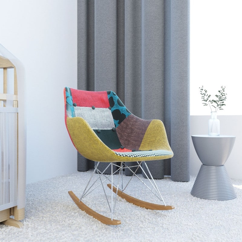 Willo Polyester Upholstered Rocking Nursing Chair - Modern Accent Armchair for Home Living Room Bedroom Indoor & Outdoor - Multi-Color